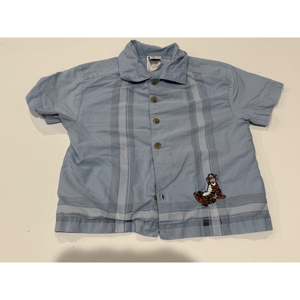 Vintage Disney Store Tigger Winnie the Pooh Blue Striped  Shirt Toddler 4T